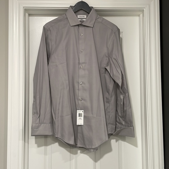 NEW Calvin Klein Men's Dress Shirt Slim Fit Non Iron Solid French Cuff - 16 - Picture 2 of 13